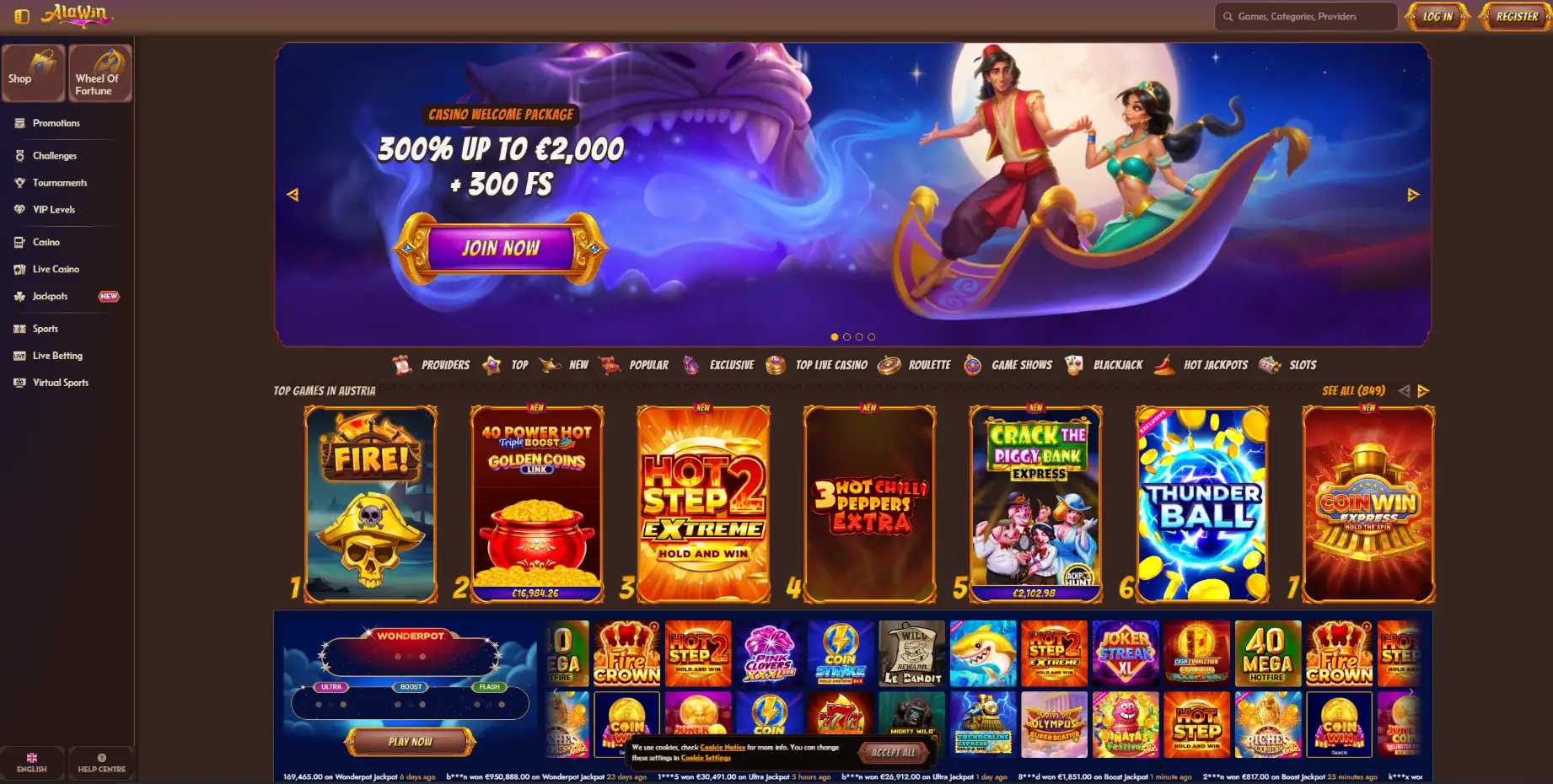 Alawin Casino Screen