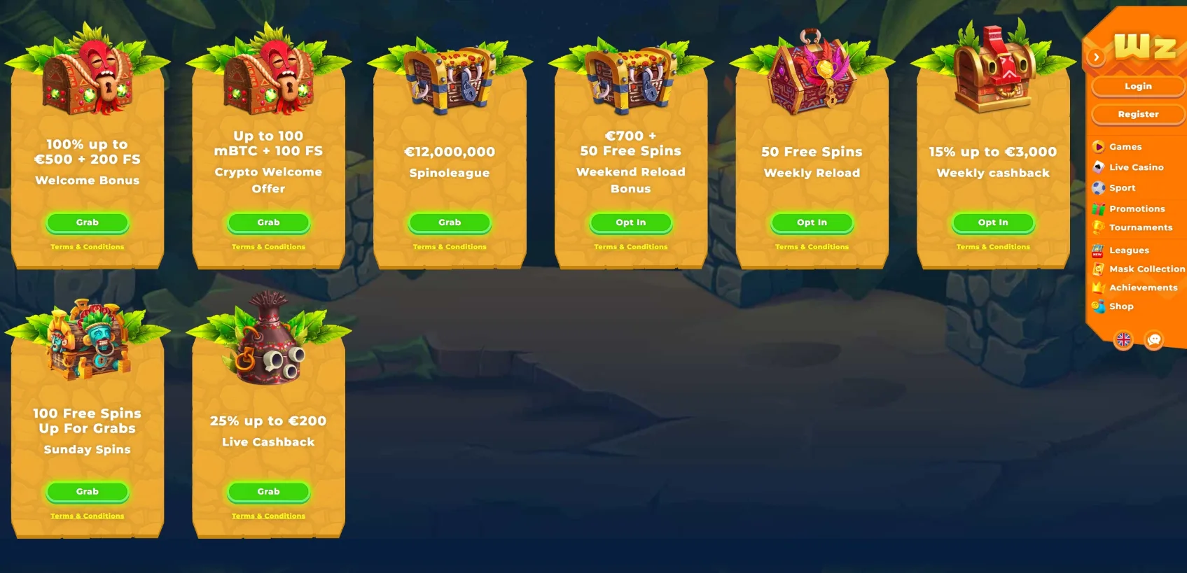 Wazamba Casino Screen